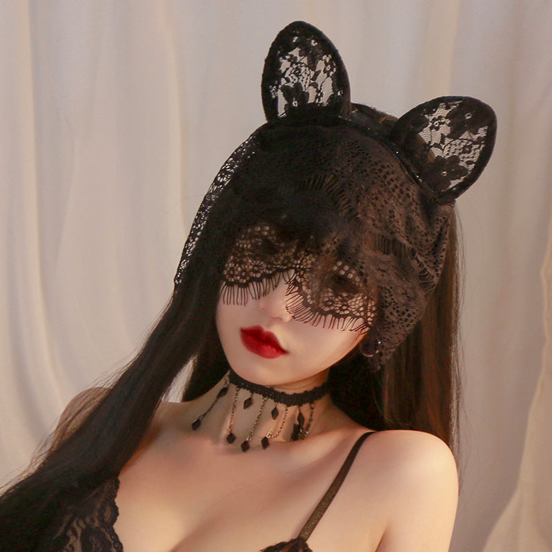 Seductive Lace Cat Ear Veil