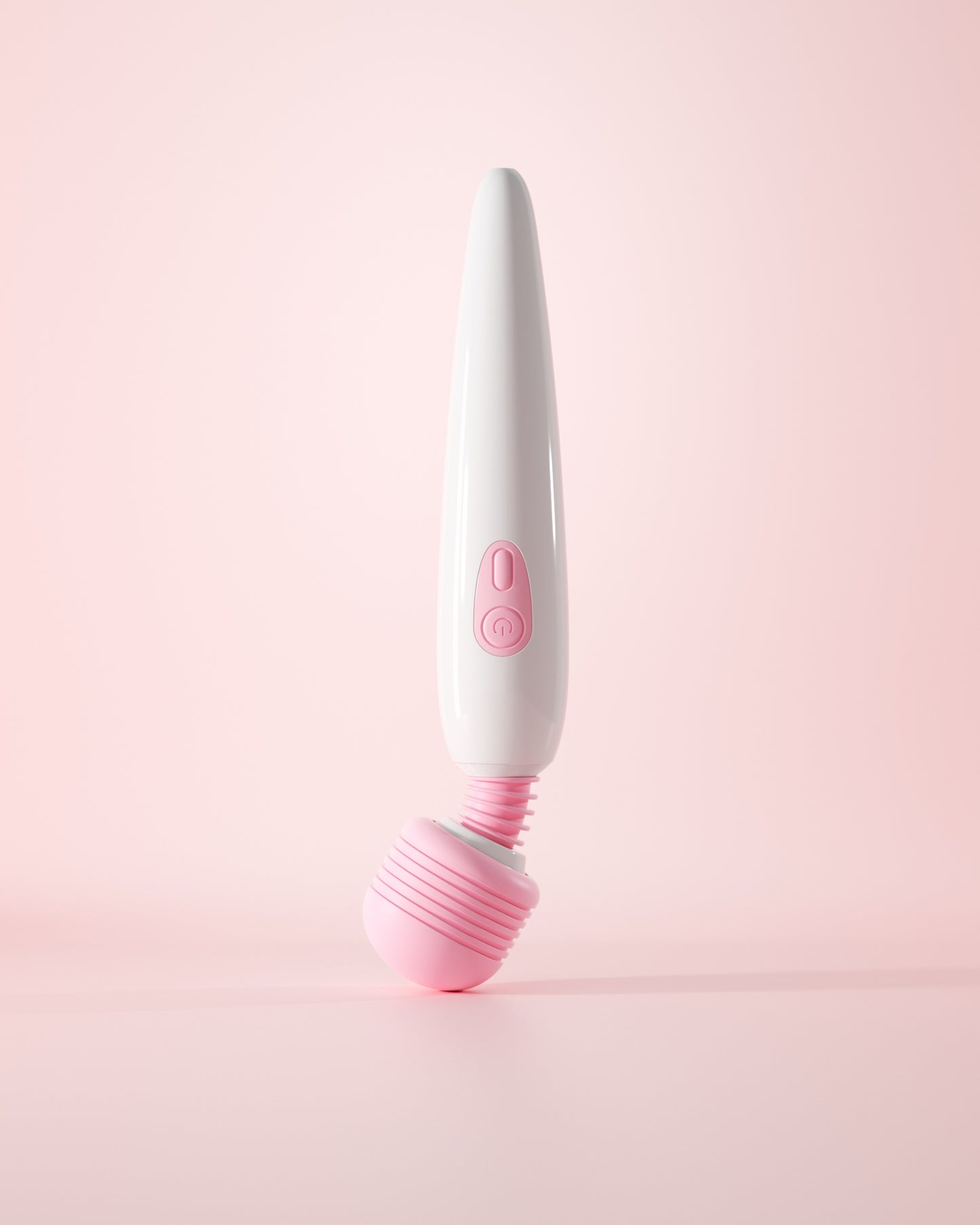 Pink and white wand vibrating stick with rounded massage head – Velalace