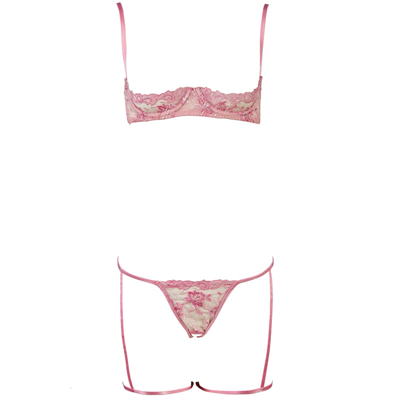 Blush Bloom – back view of lace lingerie showing adjustable straps or open back – Velalace