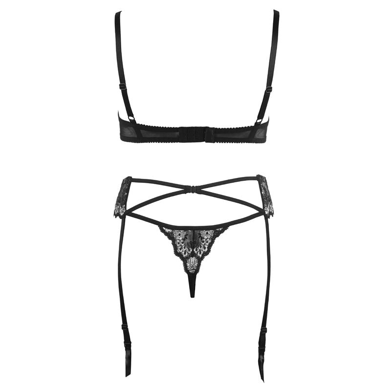 Noir Rose – back view of lace lingerie showing adjustable straps or open back – Velalace