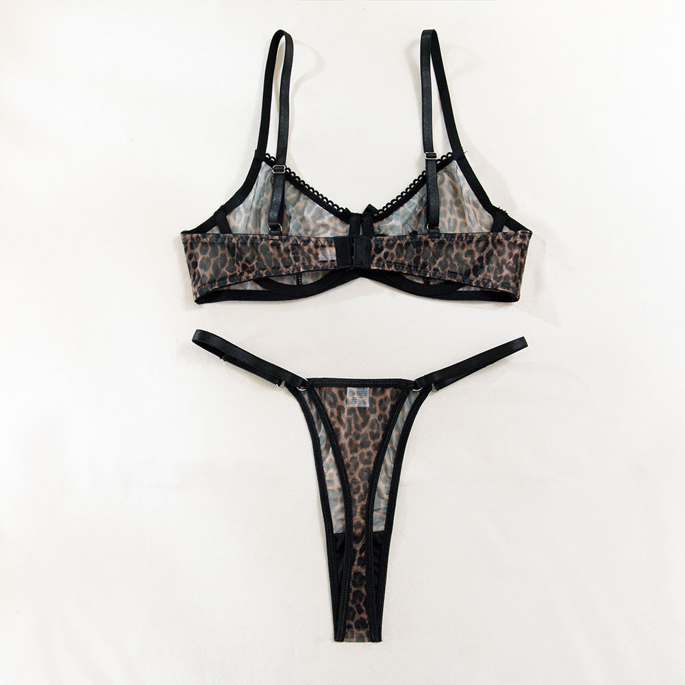 Leopard Temptation Lace Lingerie Set – back view showing straps, lace or open-back design – Velalace