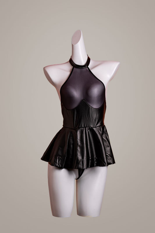 Leather jumpsuit – product flatlay or mannequin view – Velalace