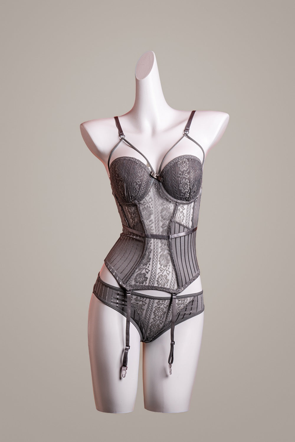 Seductive lace lingerie set with waist-cinching corset detail – Velalace
