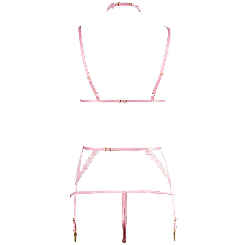 Rose Enchantment – back view of lace lingerie showing adjustable straps or open back – Velalace