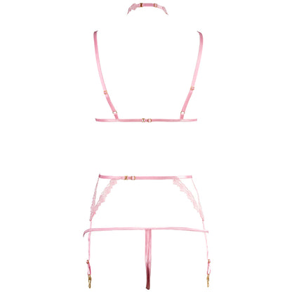 Rose Enchantment – back view of lace lingerie showing adjustable straps or open back – Velalace