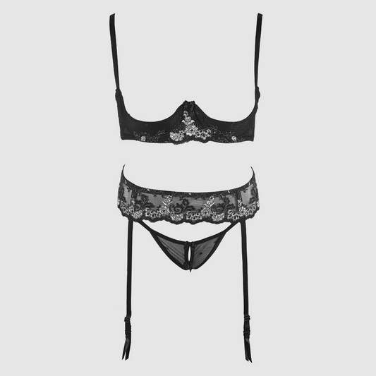 Noir Rose – lace lingerie product photo with detailed view – Velalace